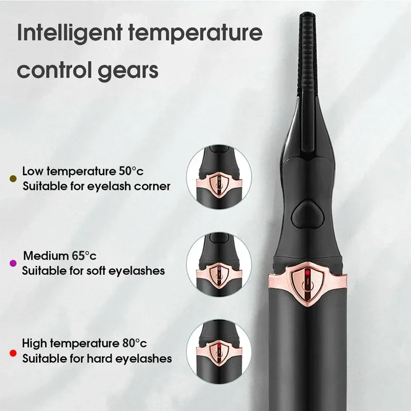 2-In-1 Portable Heated Eyelash Curler, Long-Lasting Curling Comb Clip, USB Power Supply, 3-Speed Temperature Mode, Beauty Tool
